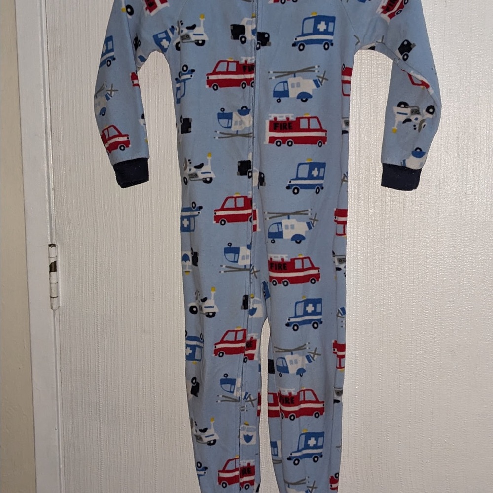 Kids Blue One Piece with Vehicle Print